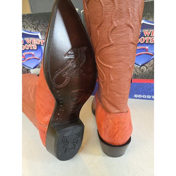 WILD WEST COGNAC 3X-TOE GENUINE TEJU LIZARD WESTERN COWBOY BOOT 11.5 (EE) main image 7